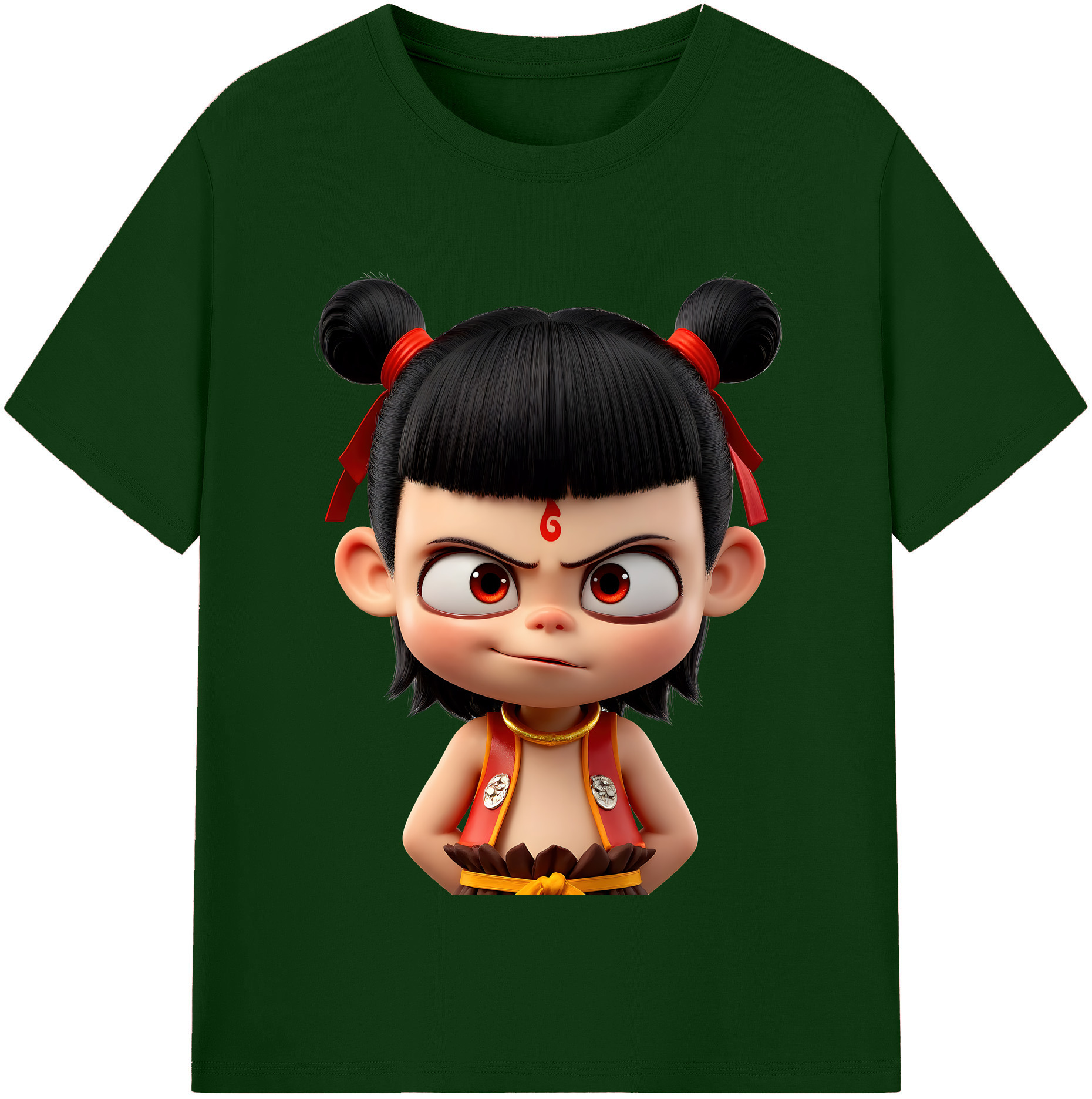 （画像用） Ne Zha 2 ナタ 魔童の大暴れ 綿100％半袖Tシャツ（フロントプリント）